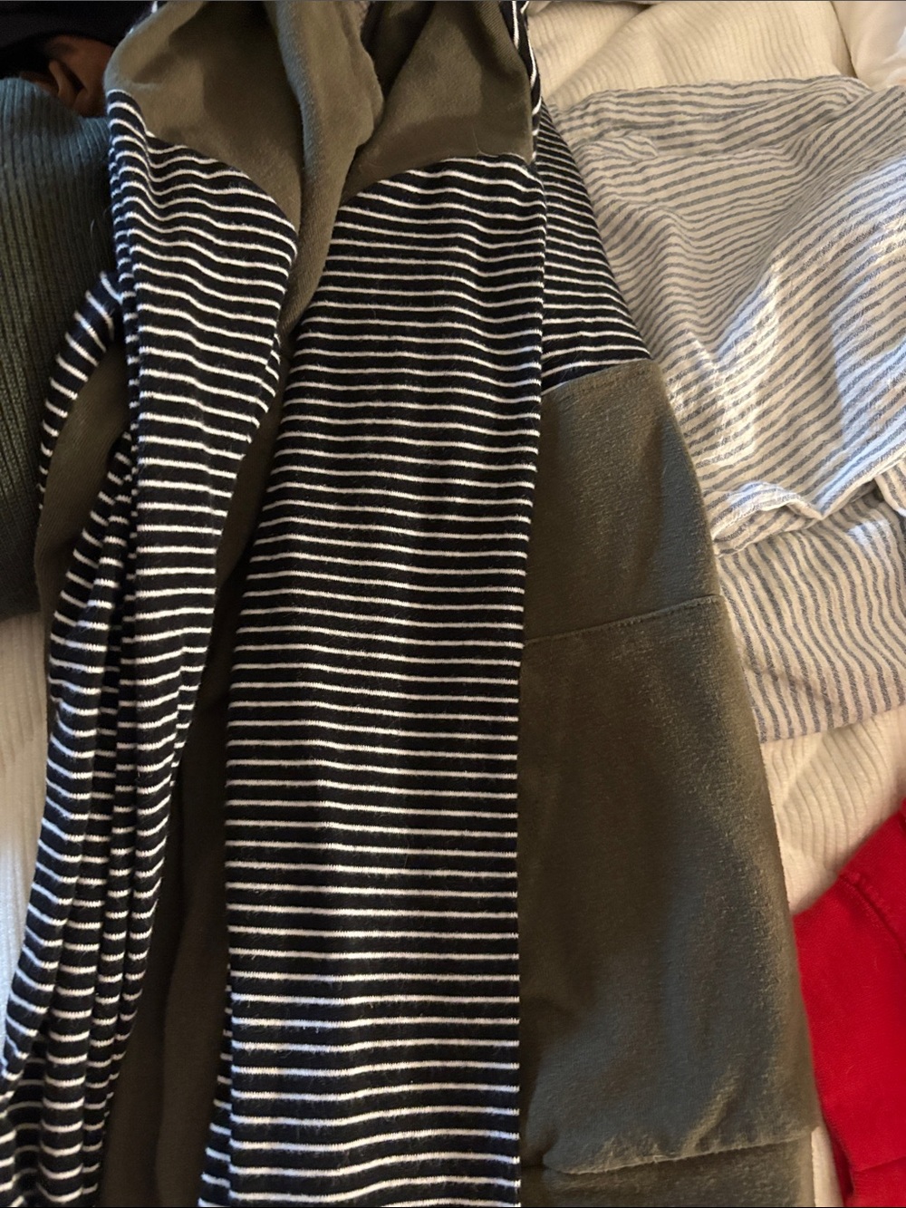 Ampersand Striped Black & White with Olive Green Hoodie